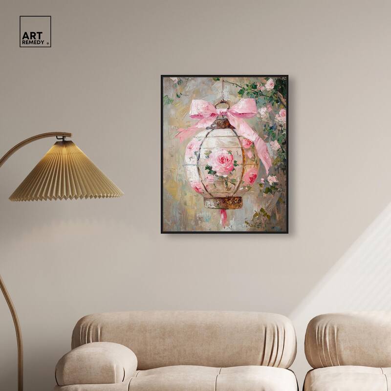 Rose Garden Lantern Canvas by Art Remedy