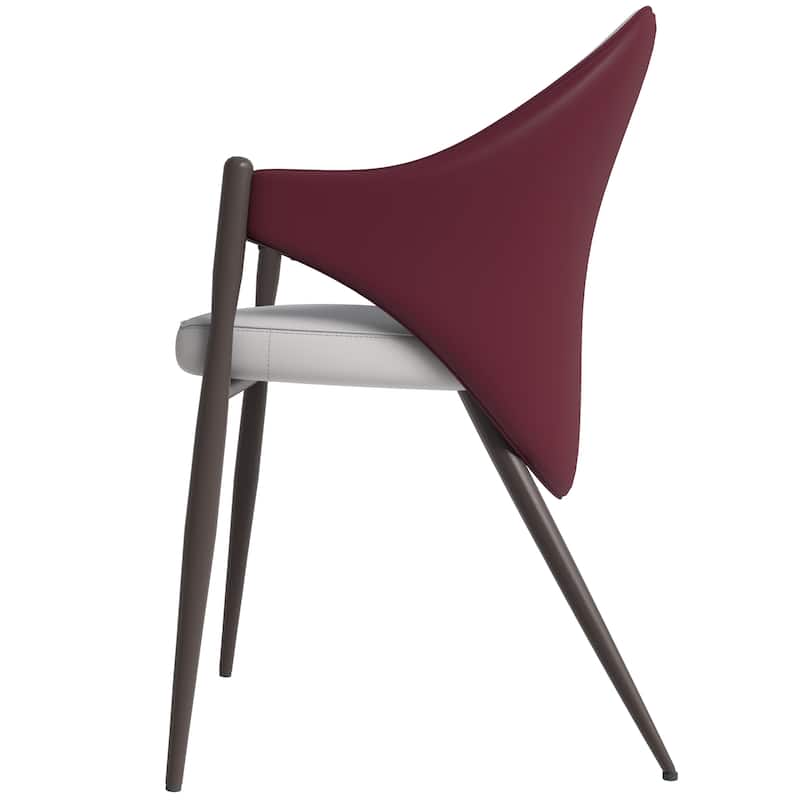 Upholstered Leather Dining Chair with Iron Legs Accent Armchair Set of 2