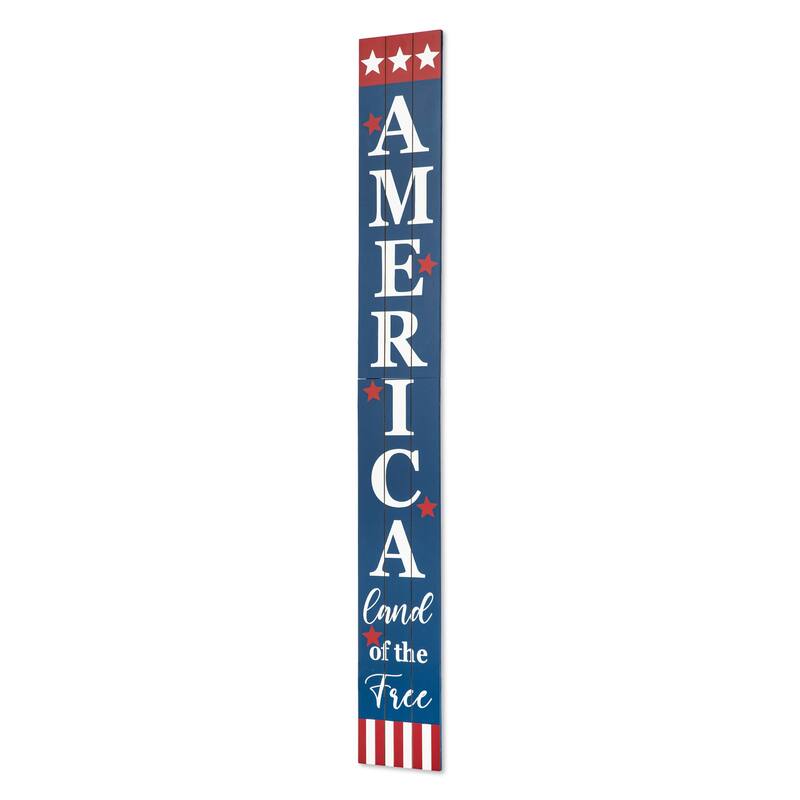 Glitzhome 60"H Wooden Patriotic America Porch Sign
