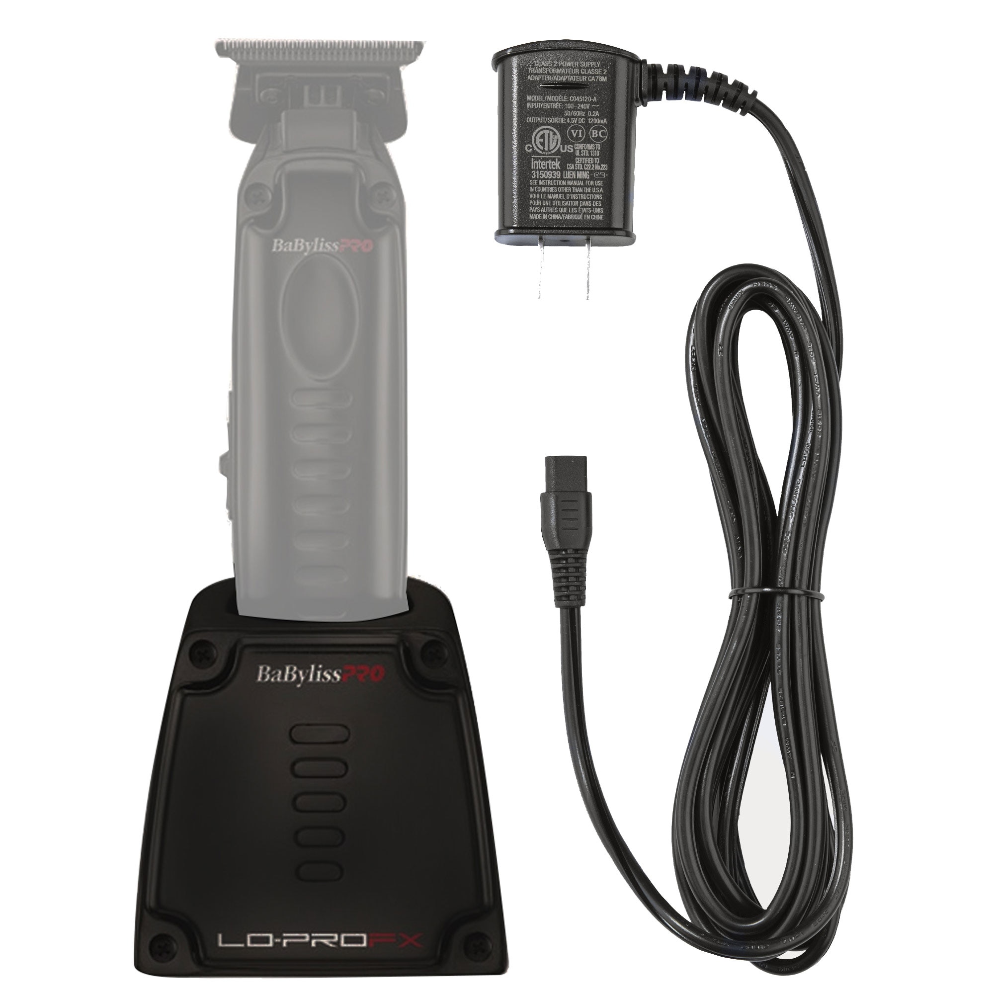 BaByliss Pro LO-PROFX Trimmer Charging Base #FX726BASE + Babyliss Pro FX Replacement Power Cord FXCORD