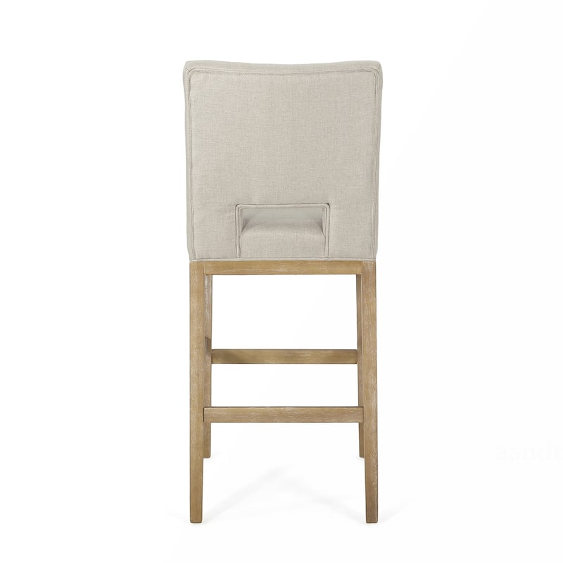 2PCS Fabric Counter Wood Frame Bar Stool