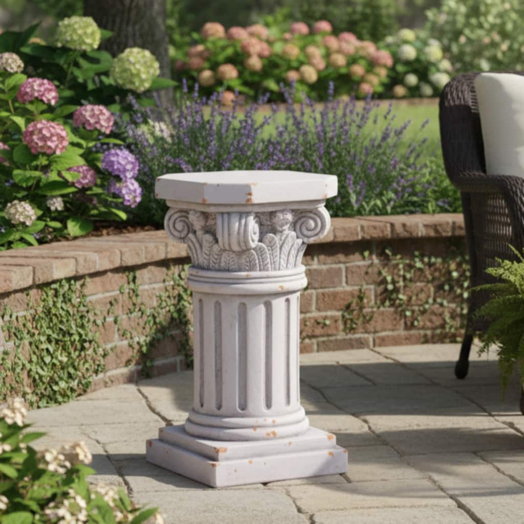 Christopher Knight Home - 18.50"H Classical Ionic MGO Pedestal Plant Stand Side Table for Indoor & Outdoor