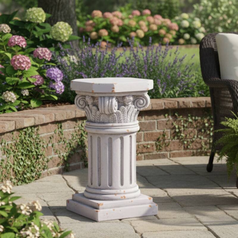 Christopher Knight Home - 18.50"H Classical Ionic MGO Pedestal Plant Stand Side Table for Indoor & Outdoor