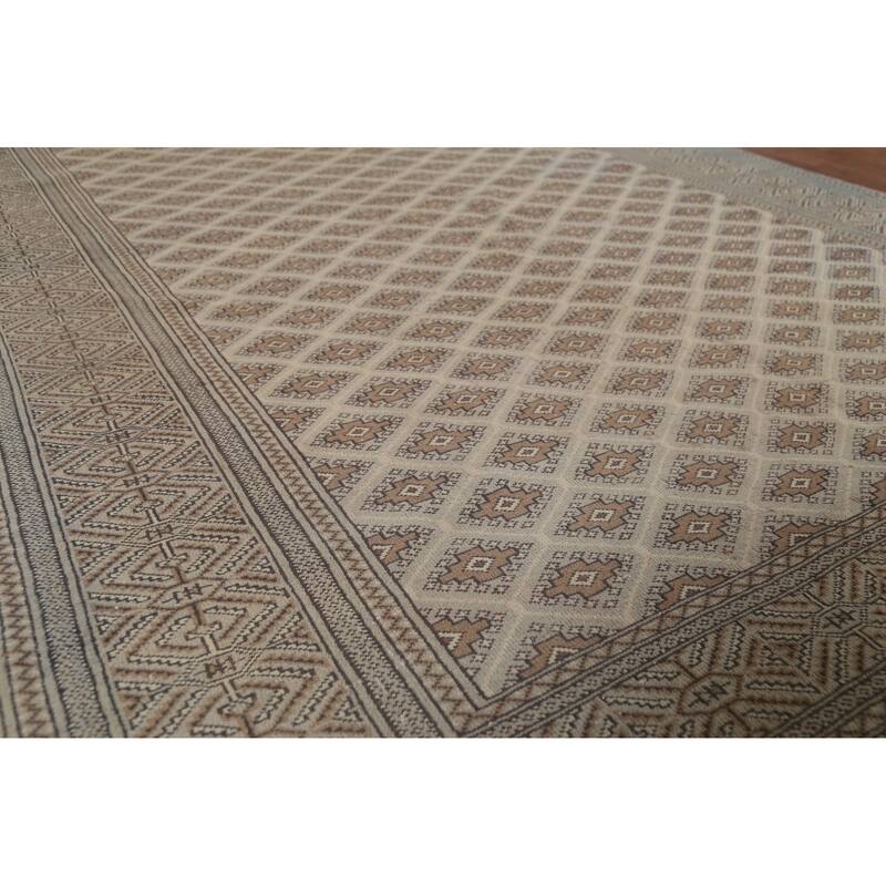 All-Over Geometric Turkoman Persian Vintage Rug Handmade Wool Carpet - 6'5"x 9'3"