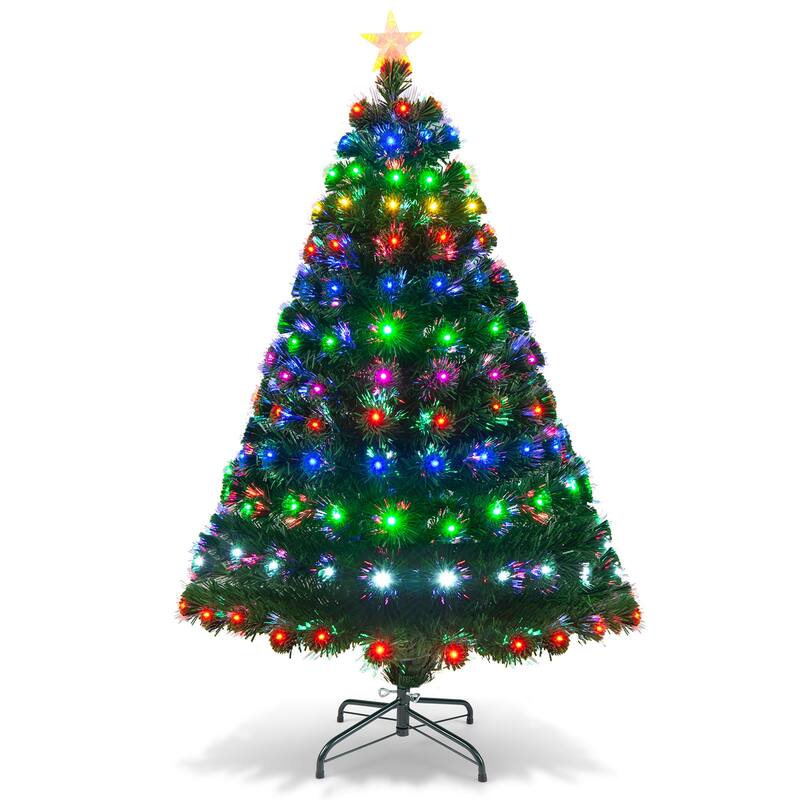 Gymax 5Ft Pre-lit Optical Fiber Christmas Tree w/ Colorful LED Lights - See Details