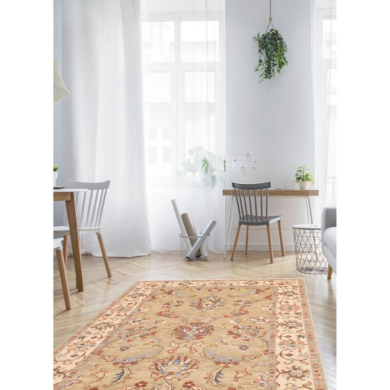ECARPETGALLERY Hand-knotted Modern Oushak Olive Wool Rug - 5'2 x 7'10