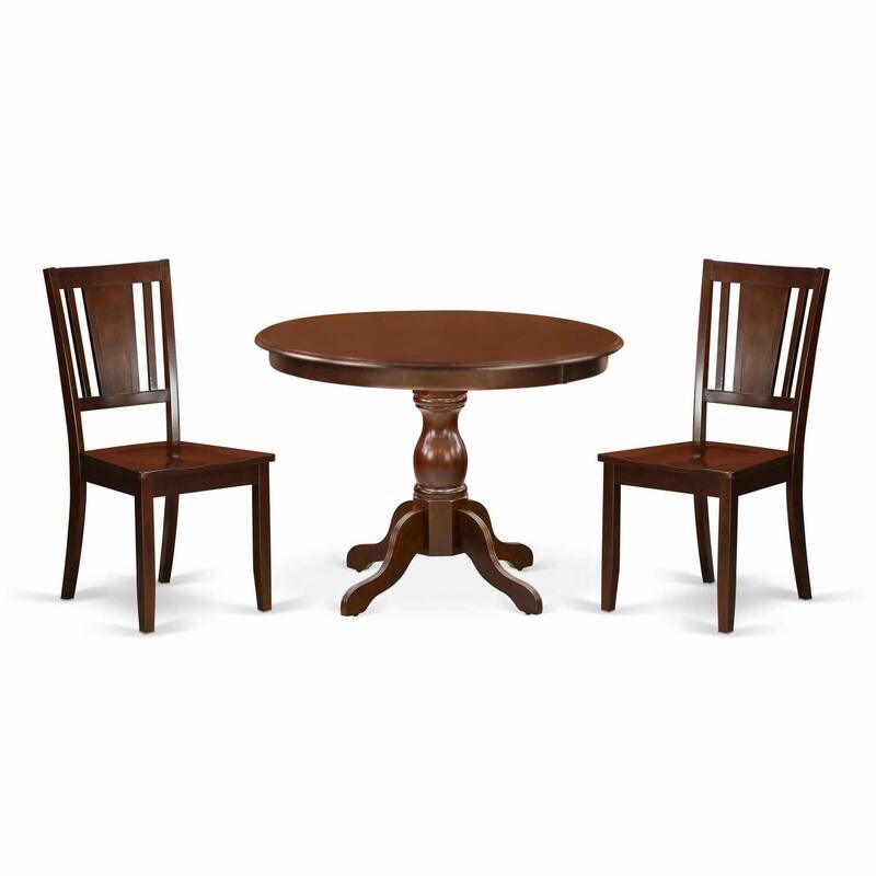 3-Piece Mahogany Finish Solid Wood Top - Dining Room Set - Seats 4