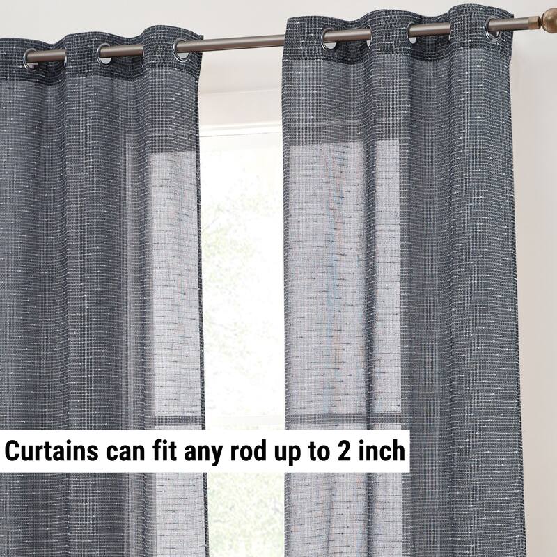 HLC.ME Emily Faux Linen Semi Sheer Light Filtering Transparent Grommet Lightweight Window Curtains Drapery Panels, 2 Panels
