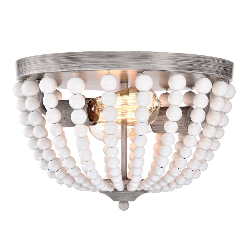 Monic 13 Inch White Beads Flush Mount 2-Light