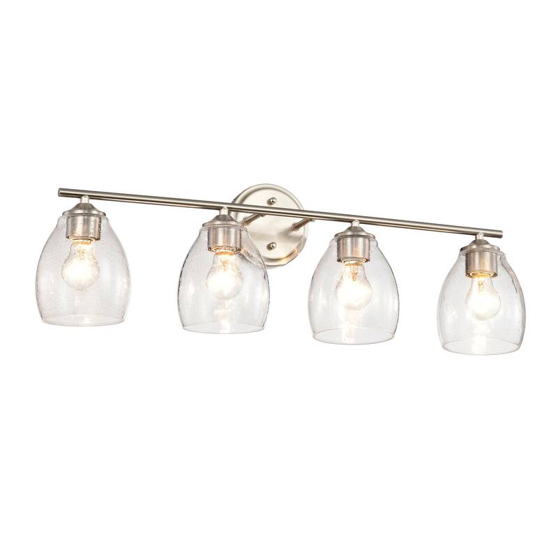 Brushed Nickel 3-Light/4-Light Vanity Light with Bell-shaped Seedy Glass Shades