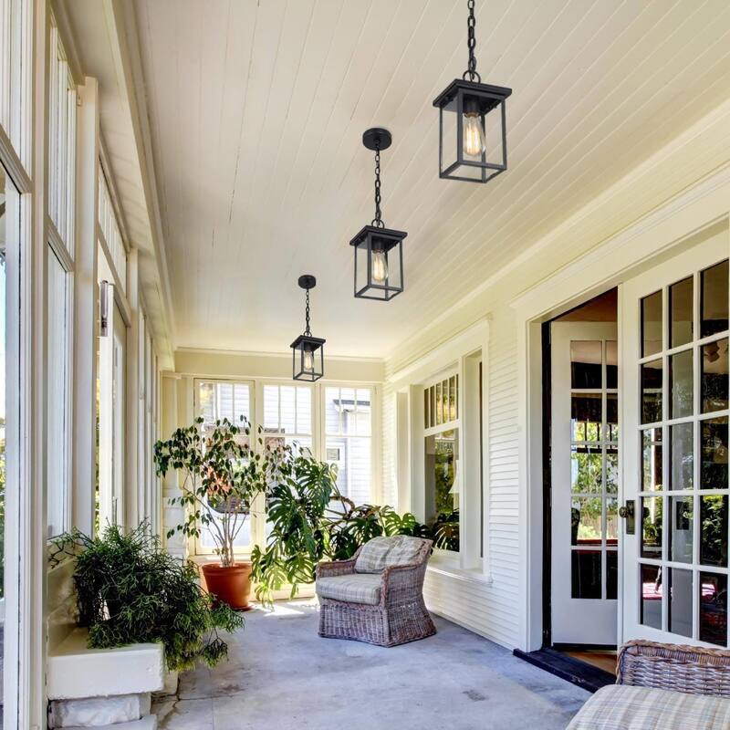 Modern Farmhouse Black 1-Light Outdoor Wall Sconce Glass Patio Lantern