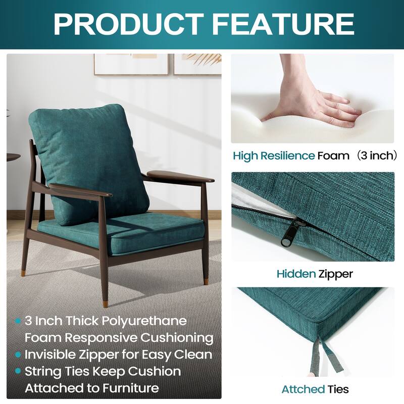 22 x 21 in Outdoor Patio Deep Seat Cushions Set Water Resistant