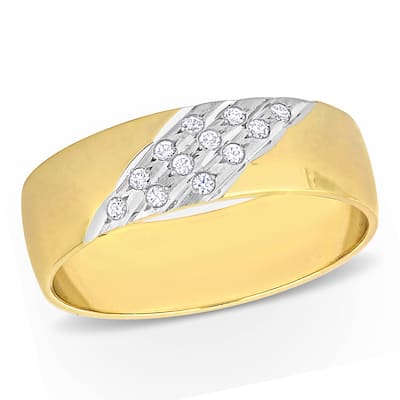 Miadora 6 mm Cubic Zirconia Mens Wedding Band in 10k Yellow Gold