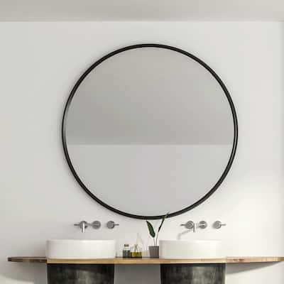 39 Inch Metal Framed Round Bathroom Mirror for Wall