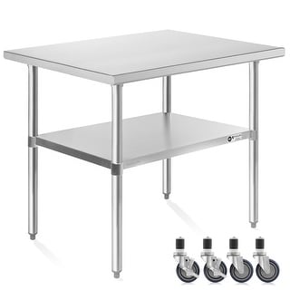 Garvee 30 X 24 Inches Stainless Steel Table, NSF Metal Prep Table With Adjustable Under Shelf And Wheels, Commercial Heavy Duty Worktable For Kitchen Restaurant Home Hotel - View #2