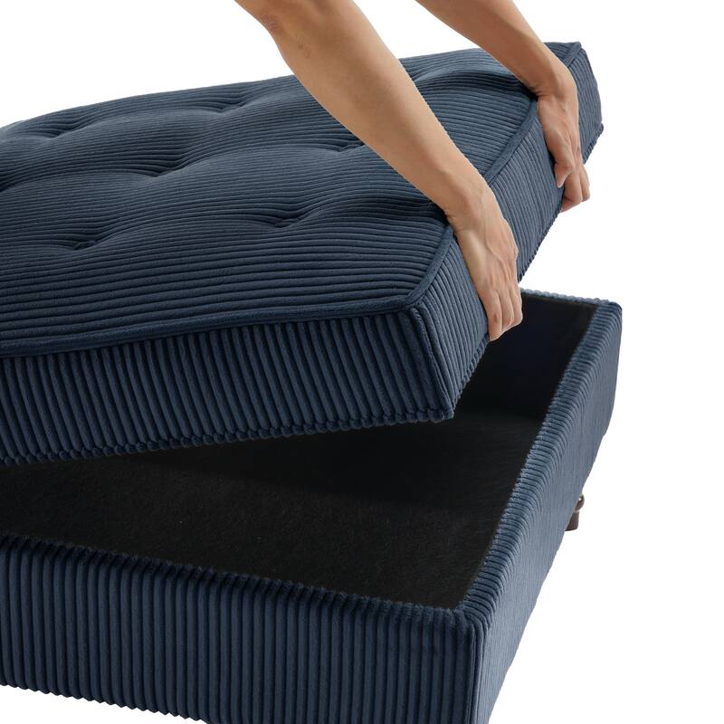 Corduroy Flip Top Dual-Use Storage Ottoman Coffee Table