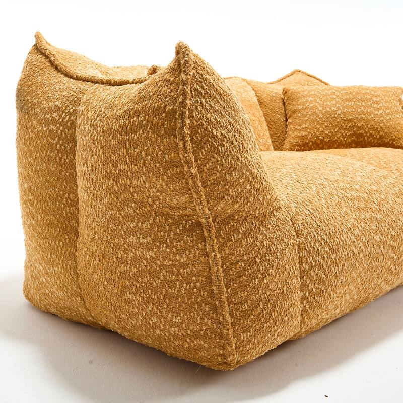 73.2" Chenille Oversized Beanbag Sofa Chair with High-Resilience Foam, Armrests and Handles