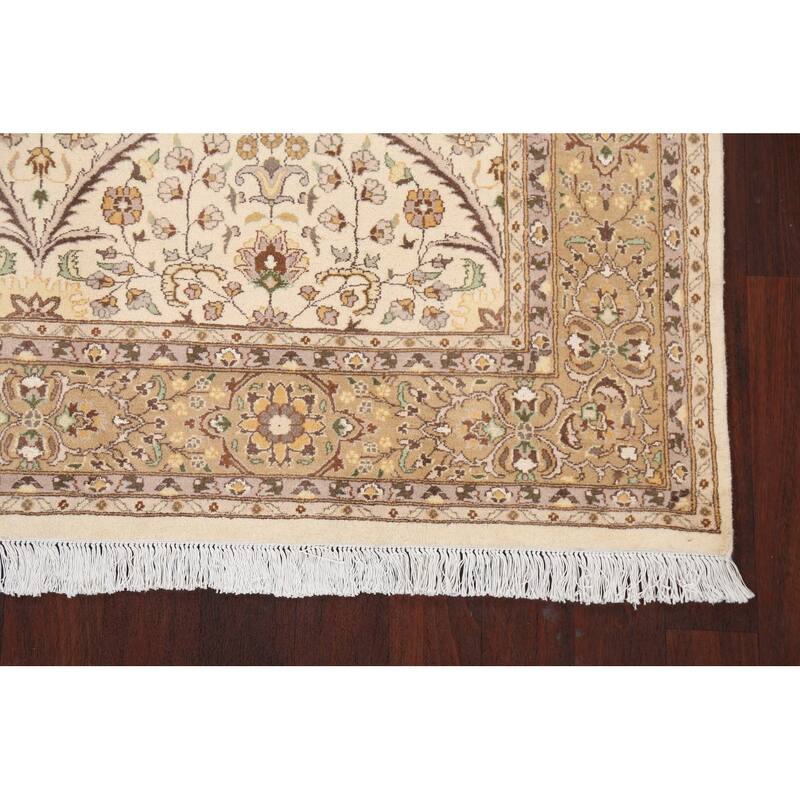 Floral Tabriz Oriental Wool Area Rug Hand-knotted Vegetable Dye Carpet - 6'0" x 9'2"