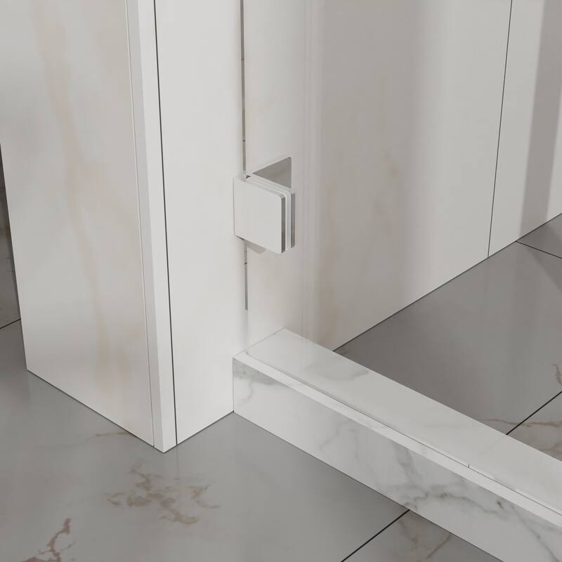 60" W x 72" H Sliding Shower Door, Frameless Sleek Glass Shower Door, 1/4" (6mm) Thick Tempered Clear Glass