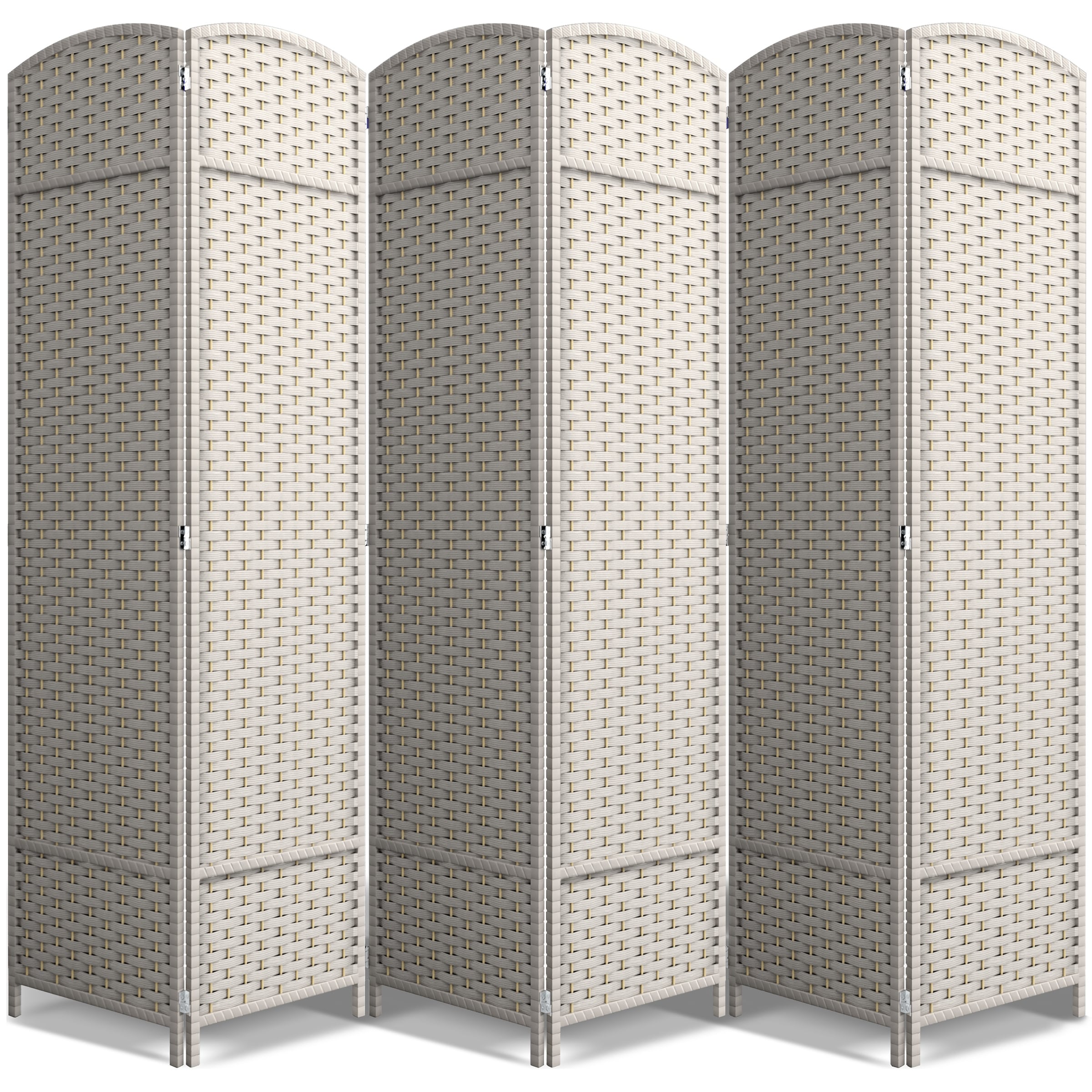 Sorbus 6 Panel Room Divider Tall Privacy Partition Screen Extra Wide Double Hinged Mesh Hand-Woven Folding Divider - 96" Wide