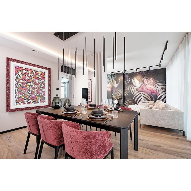 14 Light Linear LED Integrated in Black or Gold Cluster Chandelier, Luxury Kitchen Island Dining Room Pendant