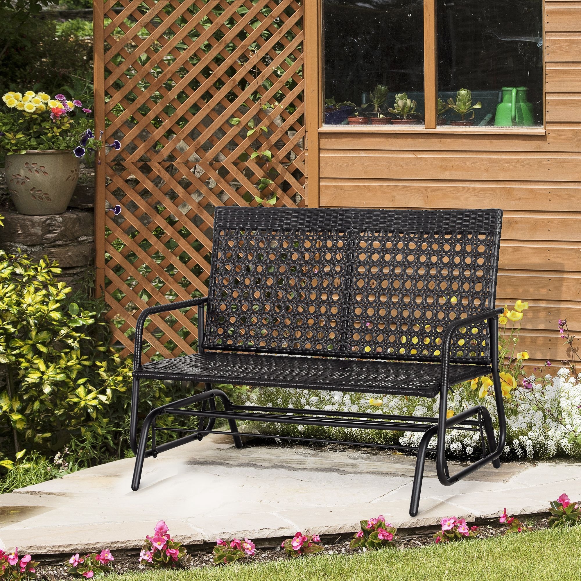 Wicker porch glider best sale