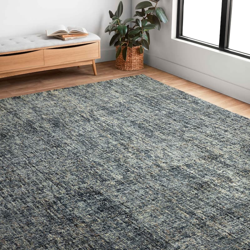 Alexander Home Sandstone Abstract Modern Hand-Tufted Area Rug - 12'0" x 15'0" - Navy / Black / Grey - Runner/Rectangle