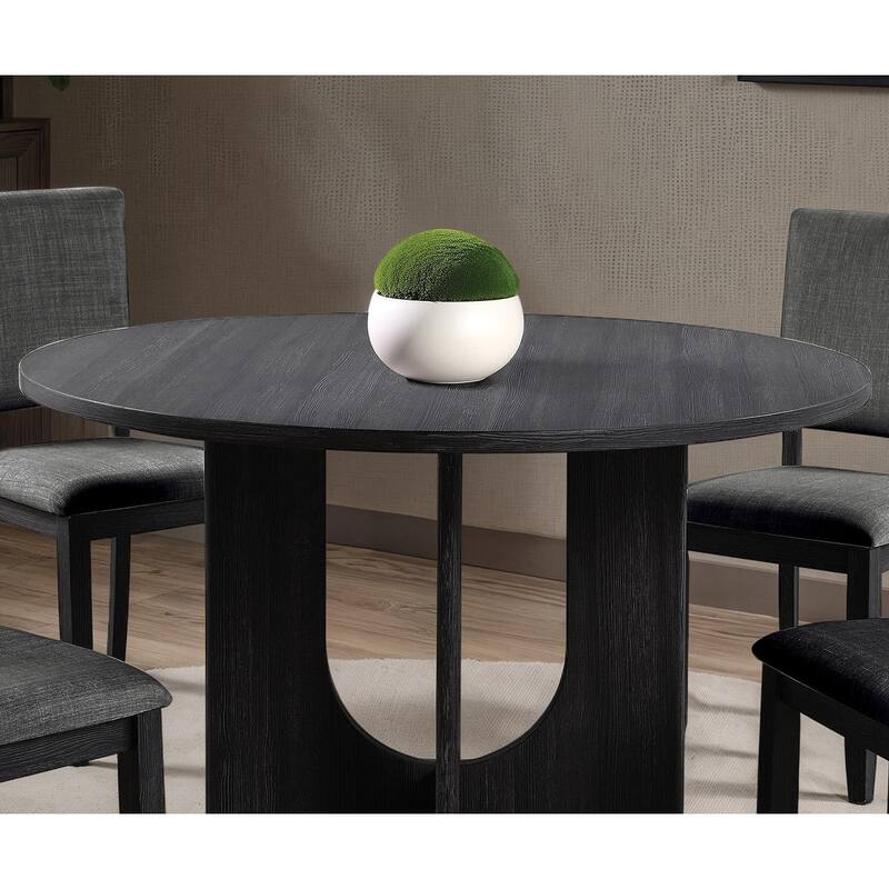 Classic Round Dining Table 1pc Dining Room Furniture Dark Gray U-shaped Pedestal Base Table - Dark Gray