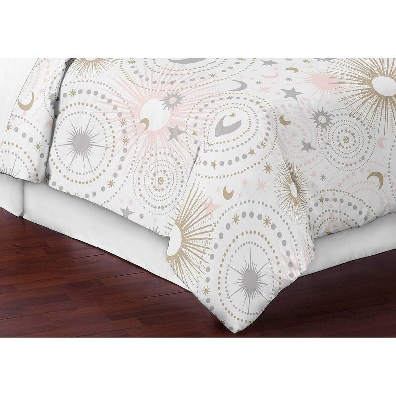Sweet Jojo Designs Pink, Gold, and Grey Star and Moon Celestial Collection Girl 3-piece Full / Queen-size Comforter Set