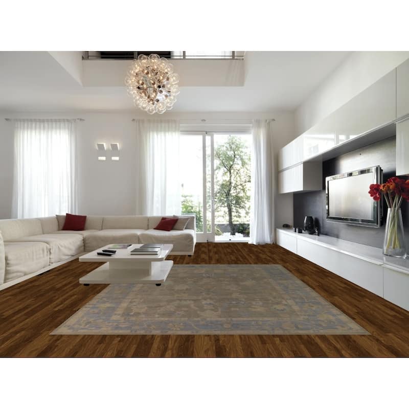 Hand Knotted Oriental 100% Wool Carpet Transitional All-Over Greys & Charcoal Oushak Area Rug - 13' 9'' X 9' 10''