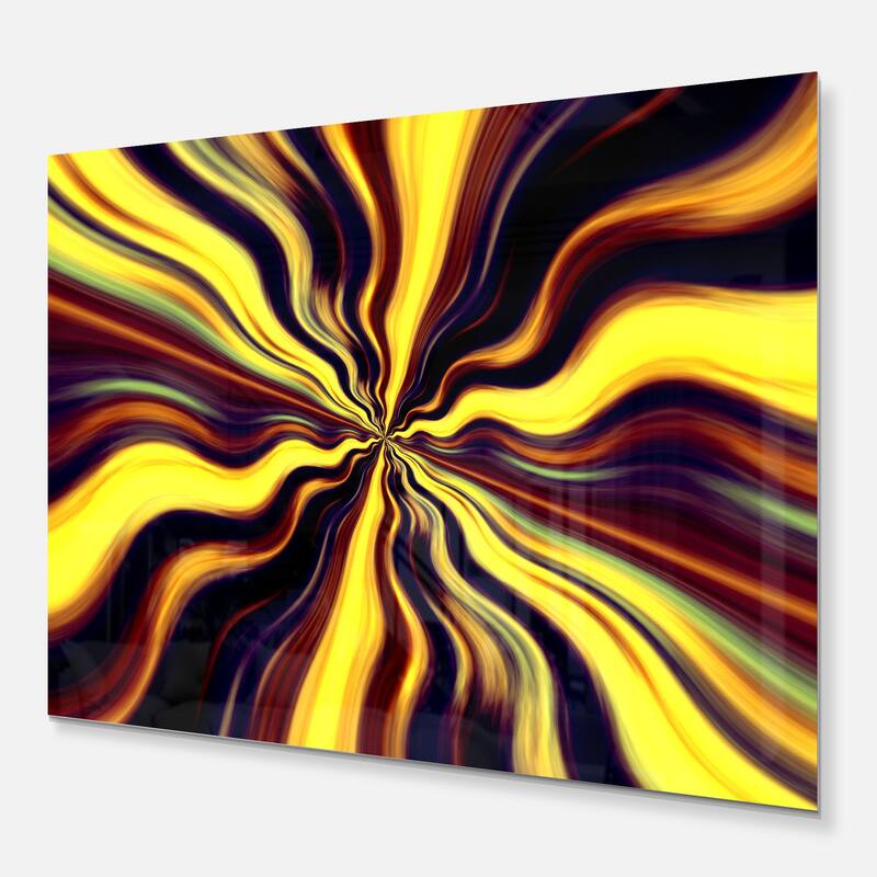 Designart 'Yellow Purple Black Fantasy' Abstract Digital Art Metal Wall Art