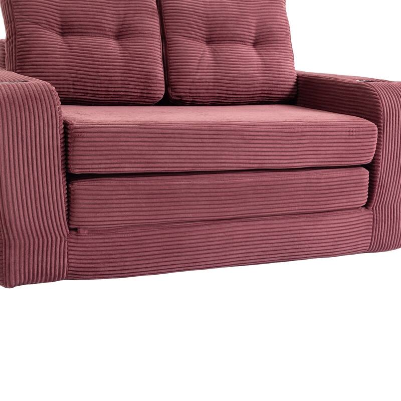 Convertible Sofa Bed, Expandable double Sofa Bed, 2 in 1 Convertible Sofa Bed, Fold Out Floor Couch with Pillows