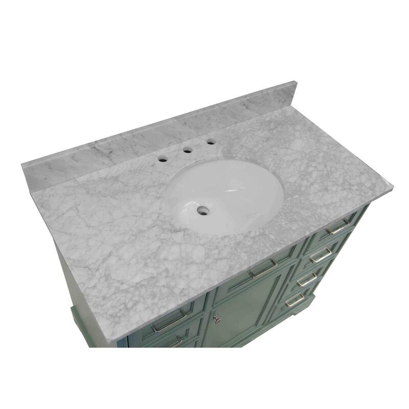 KitchenBathCollection Aria 42" Bathroom Vanity with Carrara Marble Top