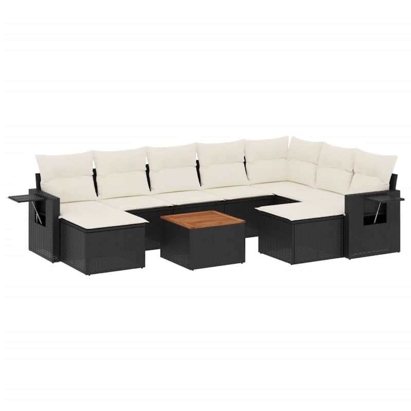 vidaXL Garden Sofa Set 10 Piece with Cushions Outdoor Sofa Set Poly Rattan - 21.7 x 21.7 x 14.6 in (W x L x H)