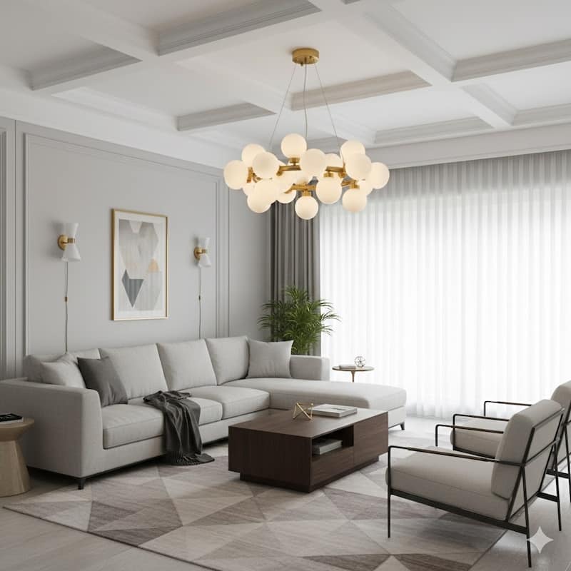 Gold LED Chandelier With Glass Globes