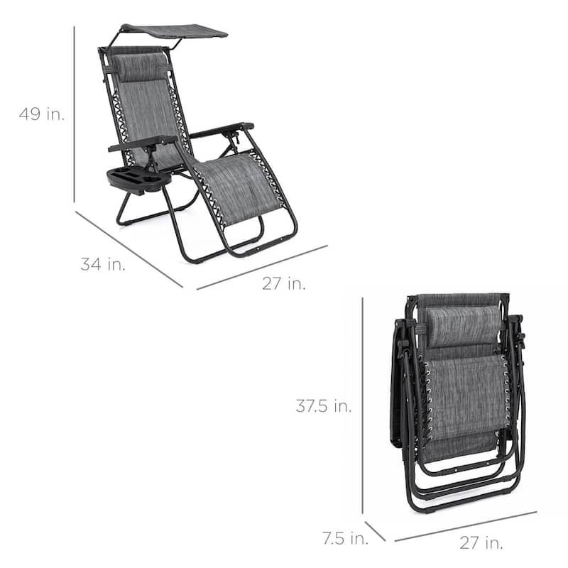 Steel Zero Gravity Outdoor Folding Reclining Patio Lounge Chair - 34 L x 27 W x 49 H (inches)