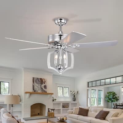 Ceiling Fans with Lights(no include bulb) and Remote 52 Inch Bedroom Ceiling Fan with Light Crystal Chandelier Fans