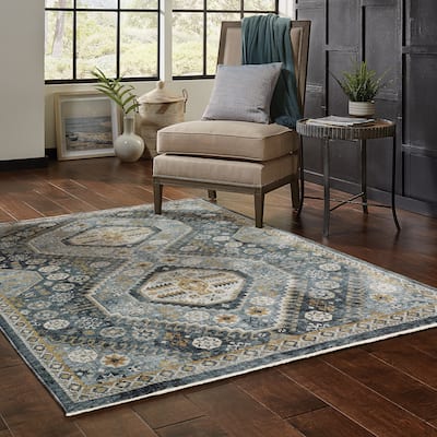 Style Haven Amelie Nomadic Tribal Blue/ Gold Indoor Area Rug
