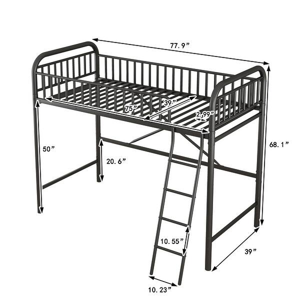 Metal Loft Bed with Innovative Space Saving Design (Twin Size)