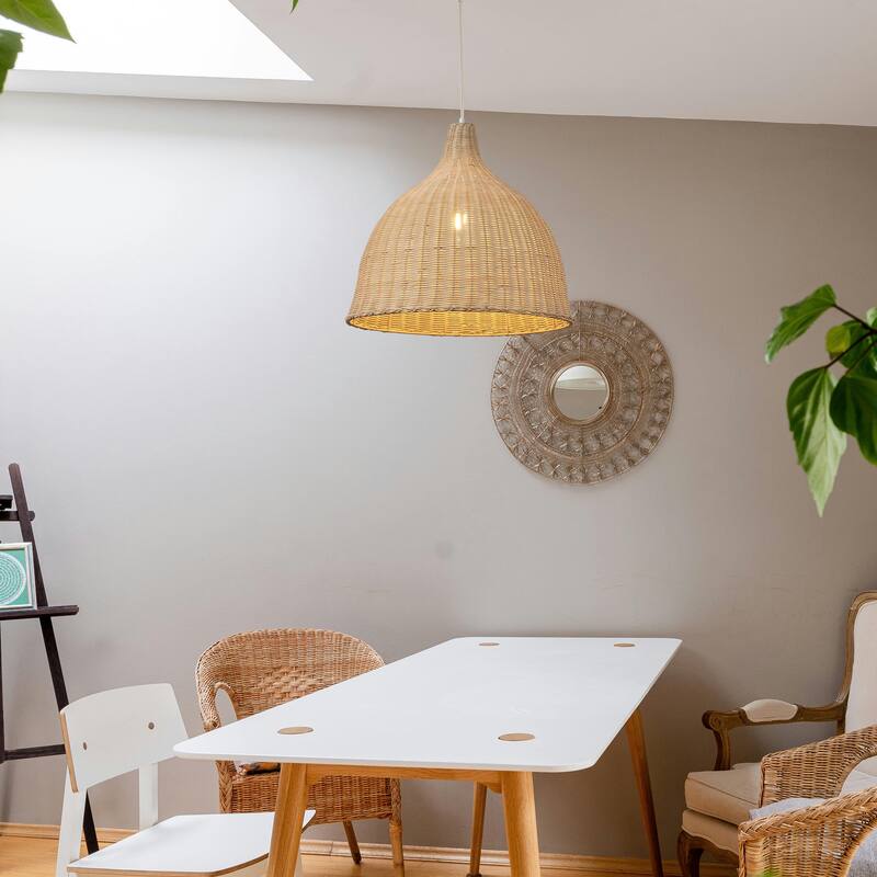 1-Light 18" Handmade Vine Pendant Light, Natural Finish, No Bulb Included