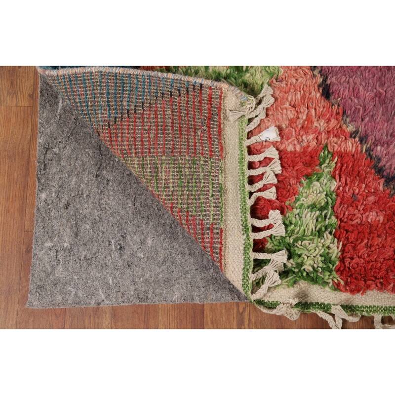 Colorful Trellis Moroccan Area Rug Handmade Geometric Wool Carpet - 7'7" x 11'0"