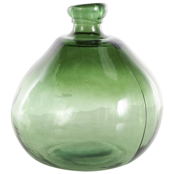 RECYCLED GLASS MADE IN SPAIN グリーン系ボトル3個 Green Recycled Glass Handmade Wide Ombre Spanish Bottle Vase