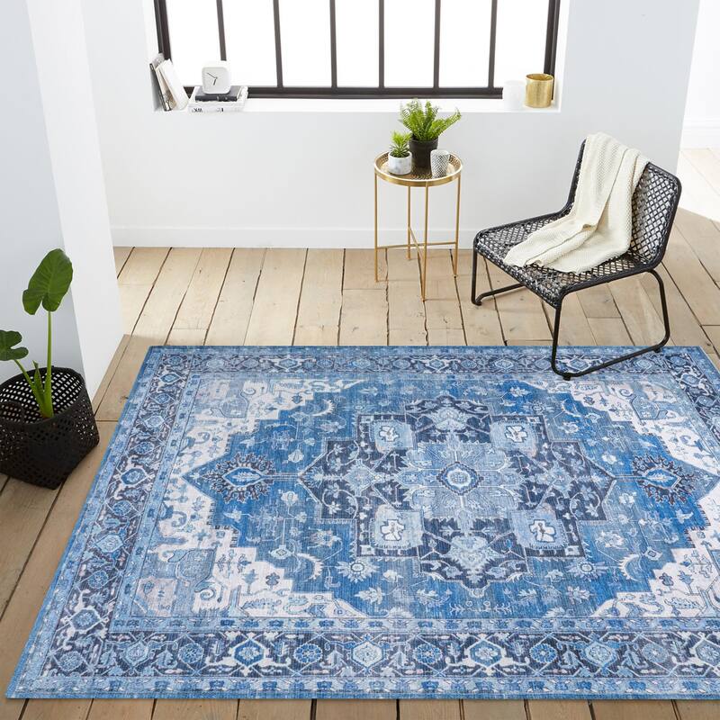 JONATHAN Y Marrakesh Ornate Medallion Machine Washable Area Rug