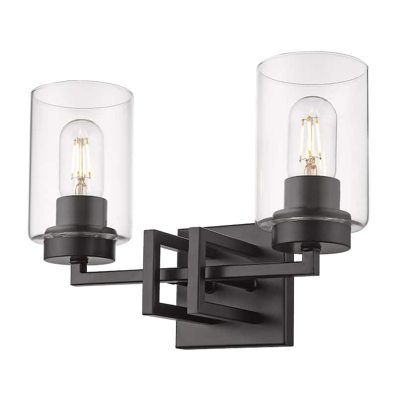 Golden Lighting Tribeca 2-light Vanity in Matte Black - Matte Black with Matte Black
