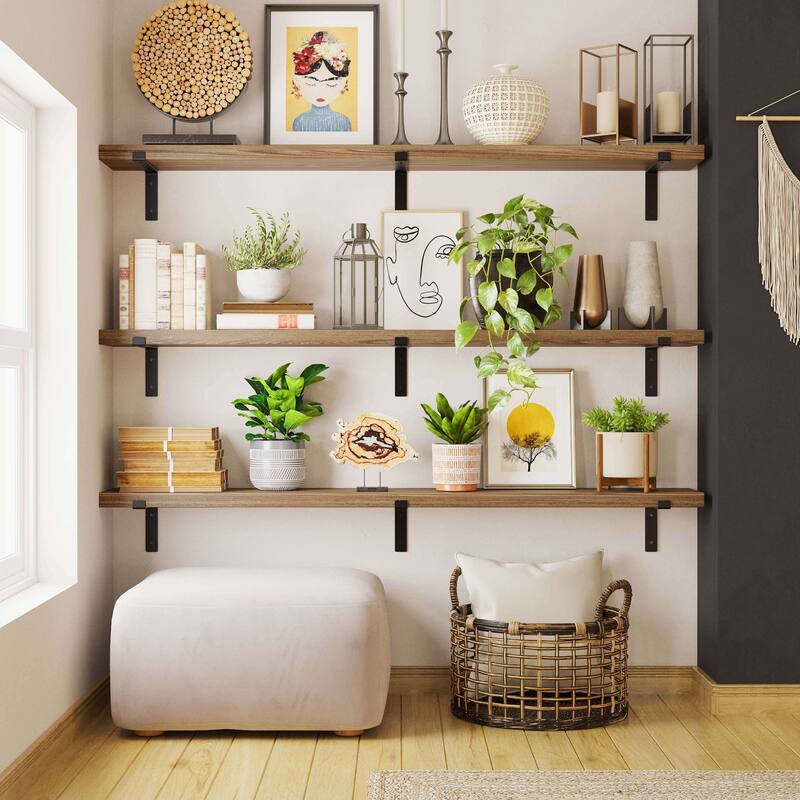 Wallniture Menton 48-60-72-84 inch Long, 9.25" Deep, 1.5" thick Floating Wall Shelf for Wall, Office Decor, Rustic Decor, 1 Pc