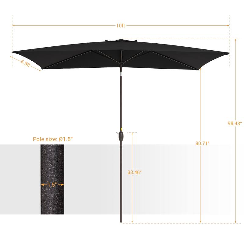 BONOSUKI Aluminum 10 x 6.5ft Patio Market Umbrella,Tilt and Crank