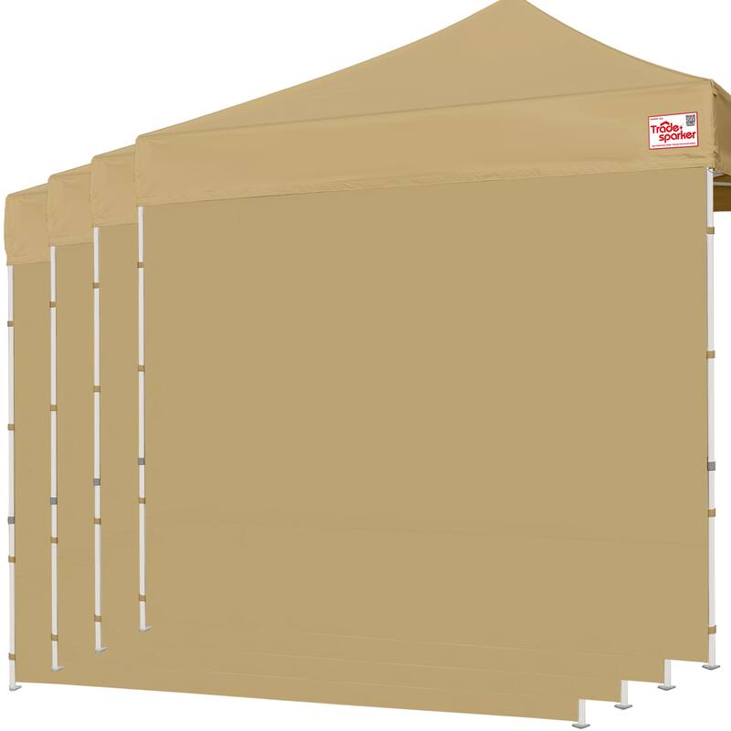 Tradesparker 10x10/10x20 Canopy Sidewall Kit 3 Walls+1 Doorwall Fits Pop Up Tents - Khaki - 10x10ft