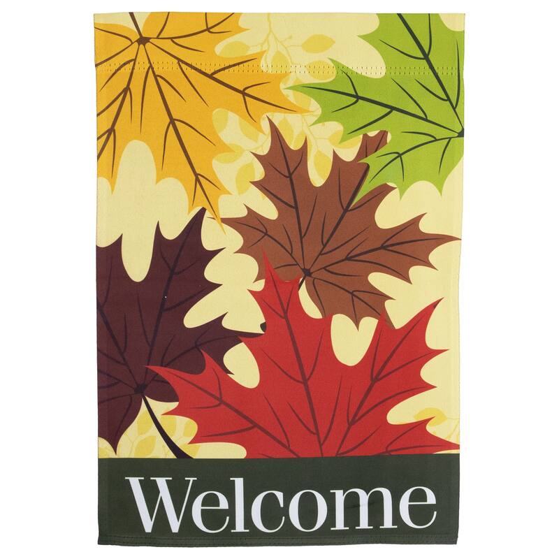 Welcome Fall Harvest Leaves Outdoor Garden Flag - 18" x 12.5" - 18" x 12.5"