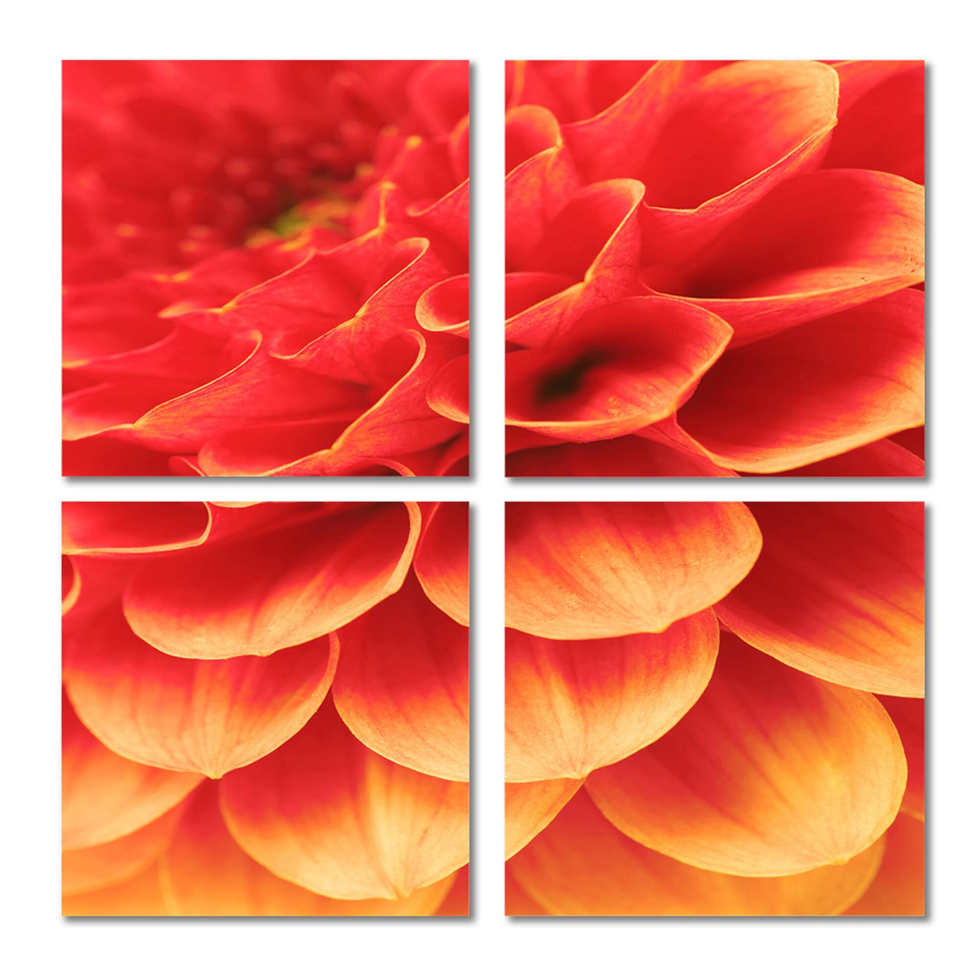 Designart "Abstract Orange Flower and Petals" Floral Canvas Wall Art