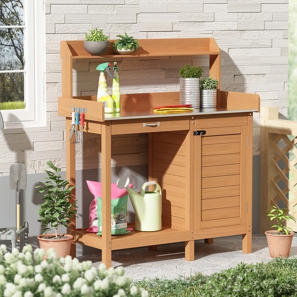 Garden Wooden Potting Bench Tables Work Station Table. Opens flyout.